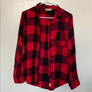 Black and red flannel button up